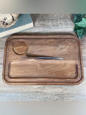 Vintage Kalmar Teakwood Cheese Board With Original Knife, Charcuterie Tray MCM